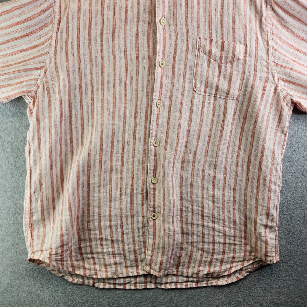 Tommy Bahama Relax Shirt Mens XL Orange Striped Linen Long Sleeve Pocket - Picture 4 of 14